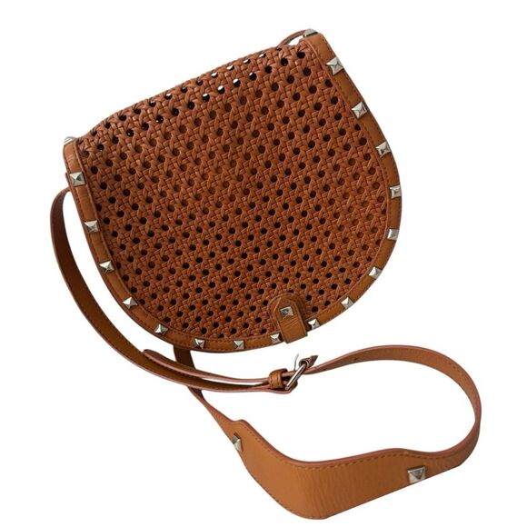 Rebecca Minkoff Skylar Woven Leather Crossbody Bag Tan - Picture 1 of 16